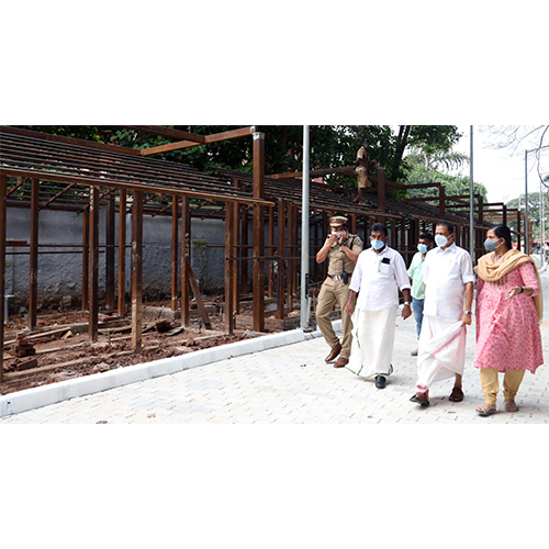 Shri. M V Govindan, Hon'ble Minister For Local Self Governments & Excise And Hon'ble Mayor, TMC Visit The Work Site - Vending Zone At RKV Road